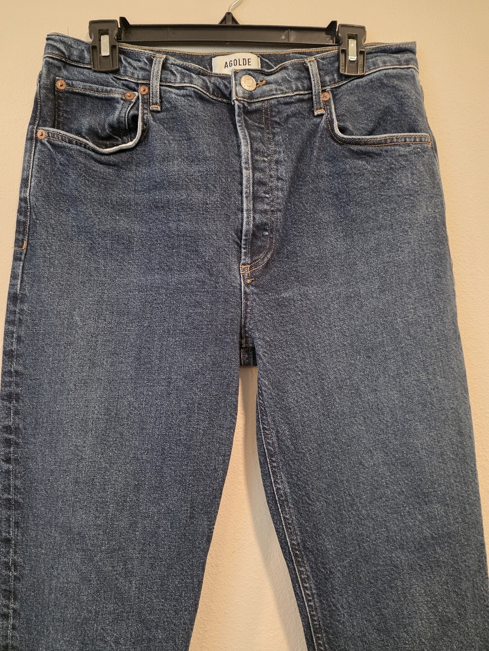Agolde Riley Long High Rise Straight Leg Divided Jeans - Picture 4 of 8